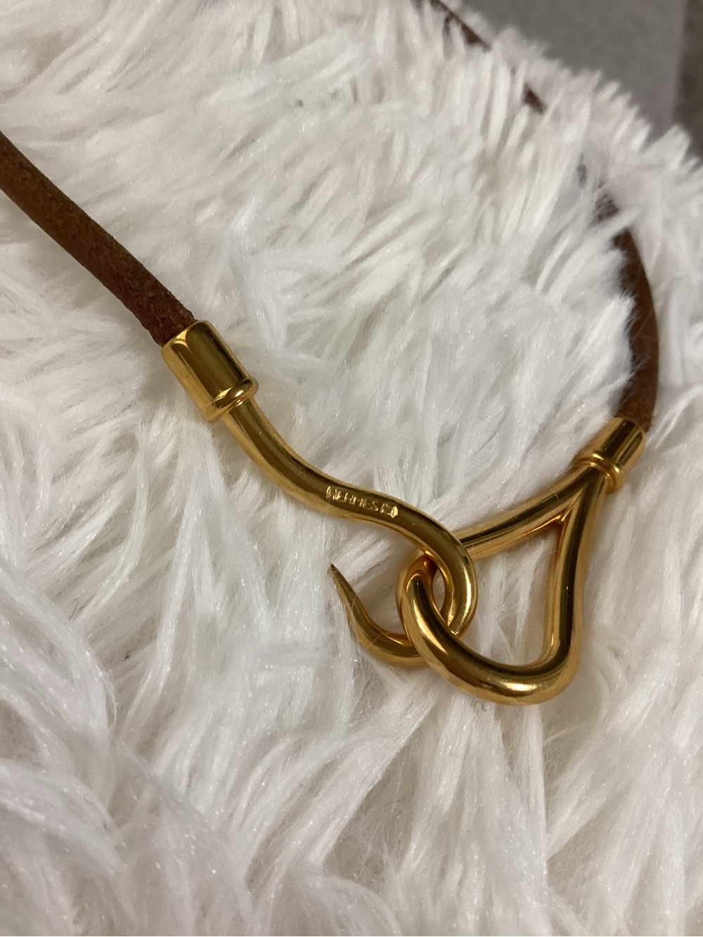 Hermes Jumbo Gold Hook Leather Double Wrap Bracelet or Choker $ is for one, - Picture 6 of 12